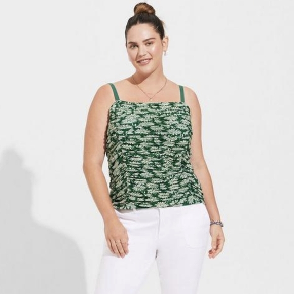Stretch Mesh Cropped Shirred Cami Top 5x, new with tags - Picture 1 of 6